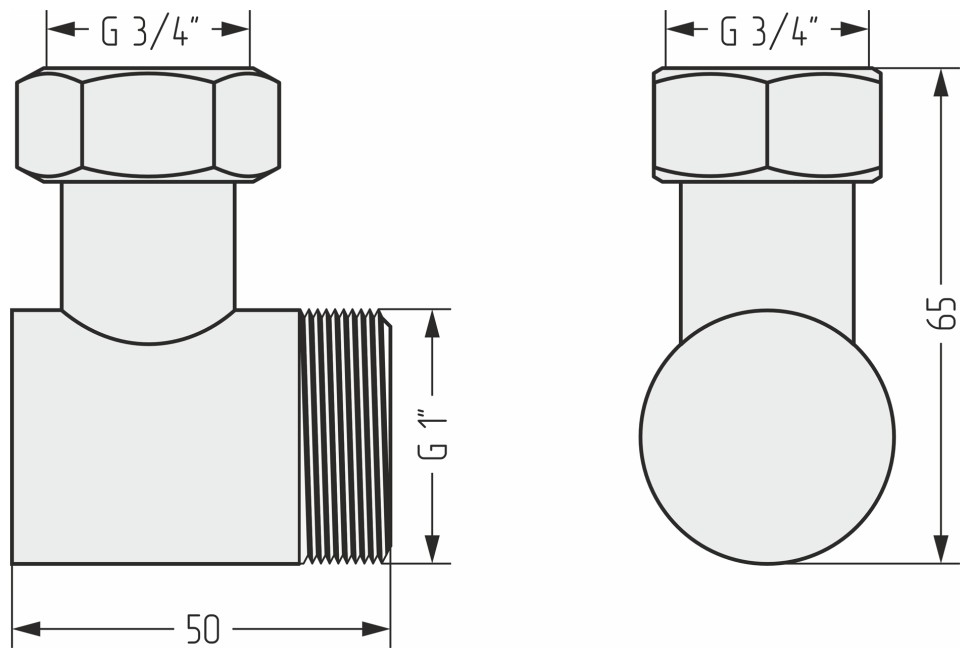 Уголок переходной (G 1" НР х G 3/4" НГ)