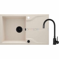 Гранитная мойка со смесителем, 1-чаша с осушкой