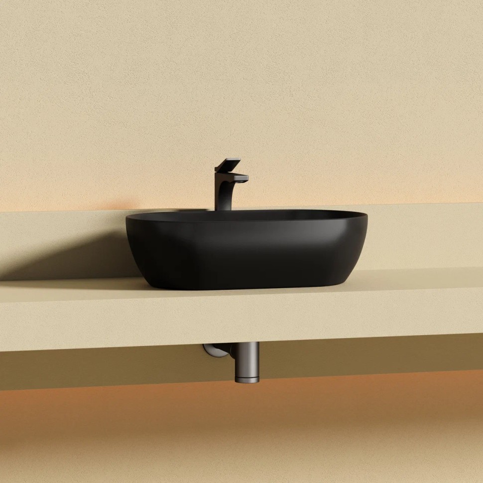 Раковина CERAMICANOVA Twist накладная овальной формы 500x300x140 черный матовый CN12001MB