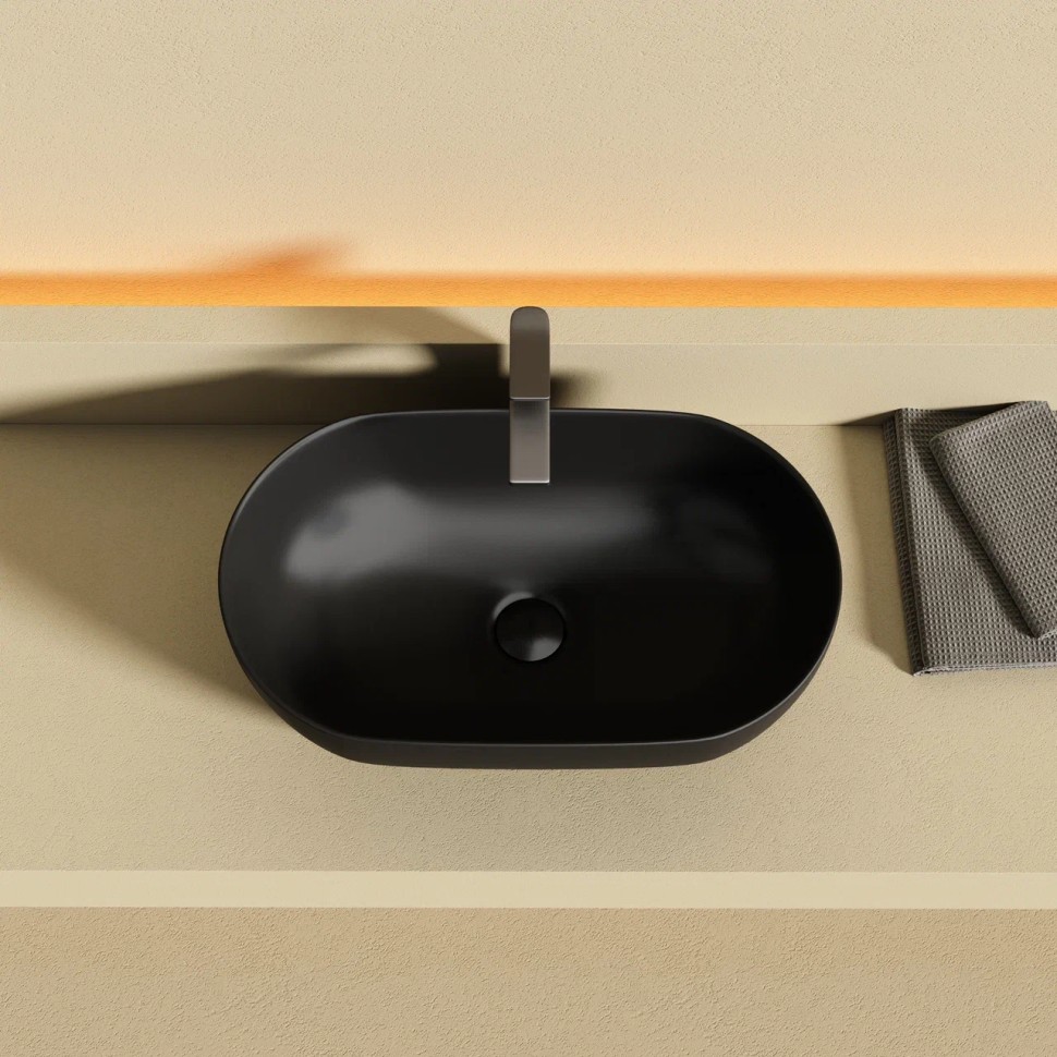 Раковина CERAMICANOVA Twist накладная овальной формы 500x300x140 черный матовый CN12001MB