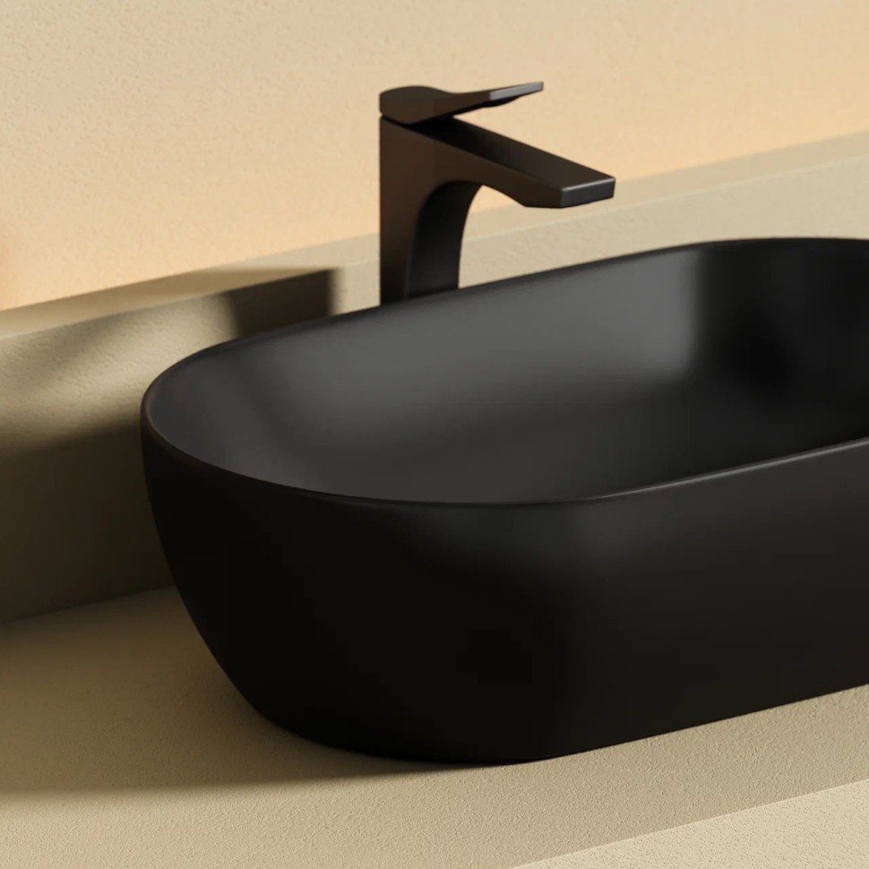 Раковина CERAMICANOVA Twist накладная овальной формы 500x300x140 черный матовый CN12001MB