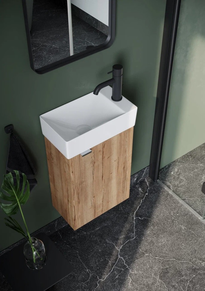 Тумба подвесная SANCOS Mini 355х205х500, с распашной дверцей, внутри 1 полка, дуб галифакс натуральный , арт.MN35EGR