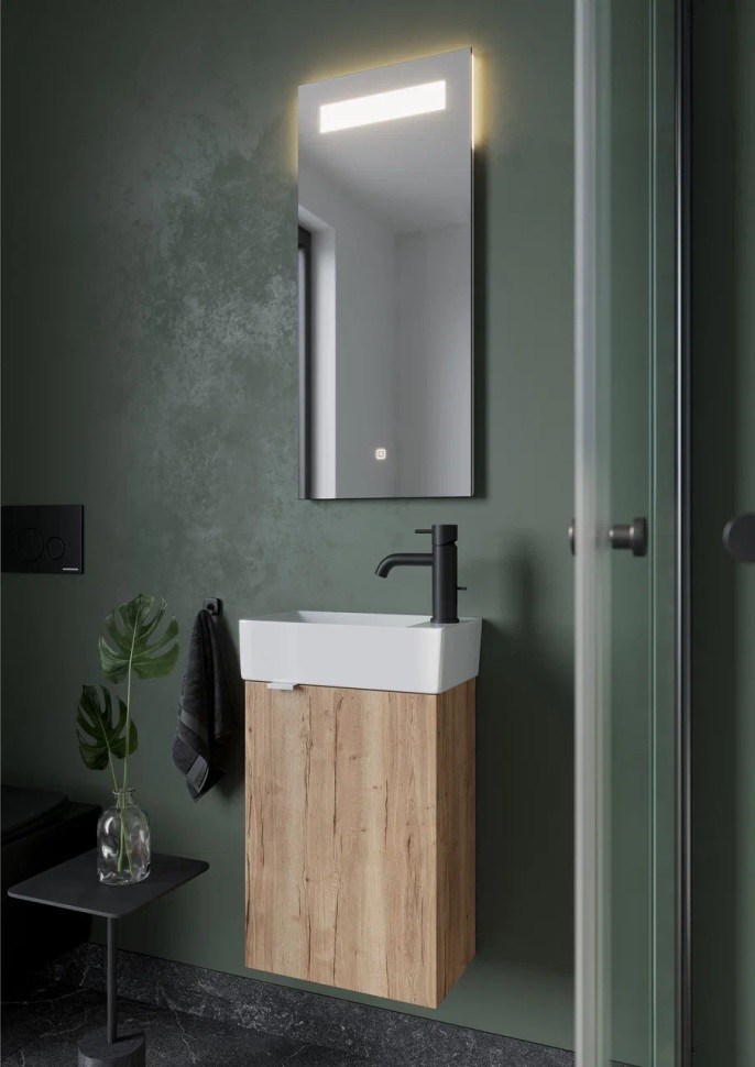 Тумба подвесная SANCOS Mini 355х205х500, с распашной дверцей, внутри 1 полка, дуб галифакс натуральный , арт.MN35EGR