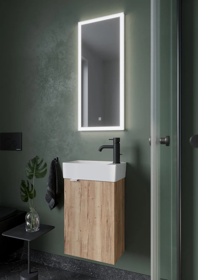 Тумба подвесная SANCOS Mini 355х205х500, с распашной дверцей, внутри 1 полка, дуб галифакс натуральный , арт.MN35EGR