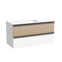 Тумба подвесная SANCOS Delta 995х445х500, c двумя ящиками оснащенными доводчиками, левая, дуб светлый/белый , арт. DL100LW