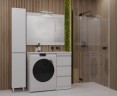 Тумба напольная STYLELINE "Даллас 100" (3 ящ.) Люкс белая, PLUS с раковиной ESTETUS Даллас 1000*480 левый