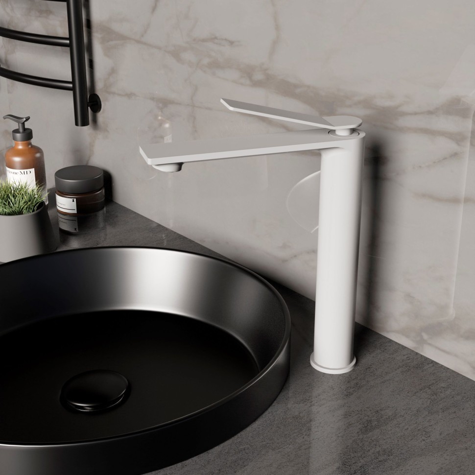 Смеситель для раковины Верс (Verse) VBF-2VE2MW однорычажный, белый матовый