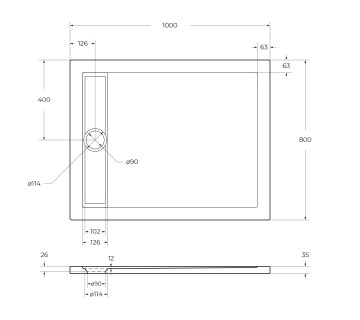 Акриловый поддон BelBagno TRAY-BB-DUE-A-100-4-W0