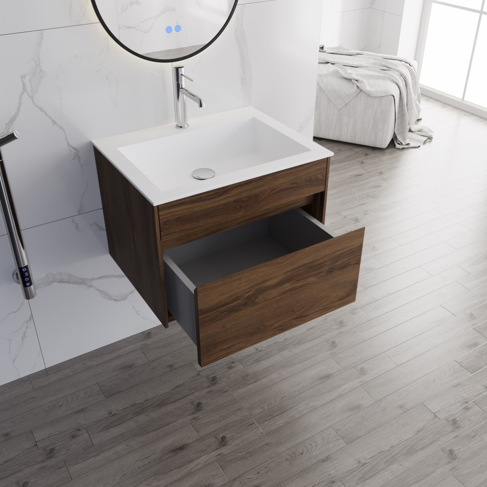 База под раковину Vincea  Chiara 600 подвесная, 1 выкатной ящик soft-close, C.Oak