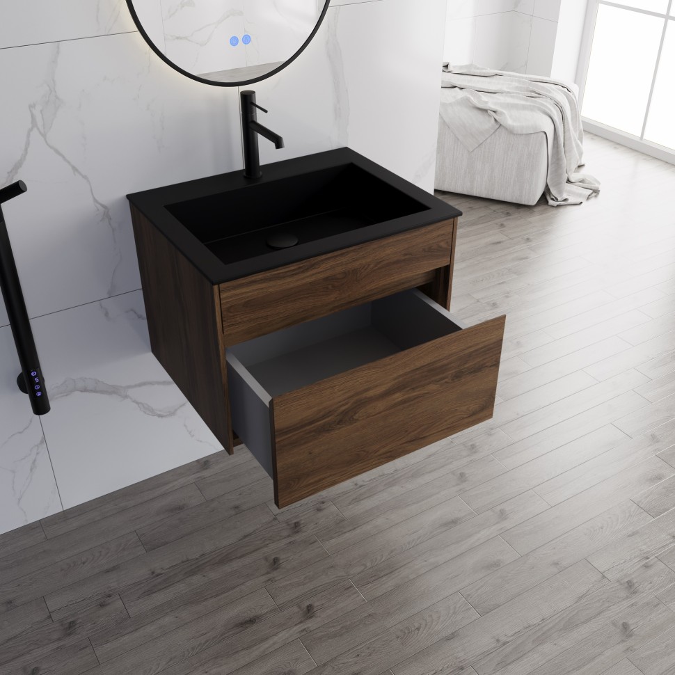 База под раковину Vincea  Chiara 600 подвесная, 1 выкатной ящик soft-close, C.Oak