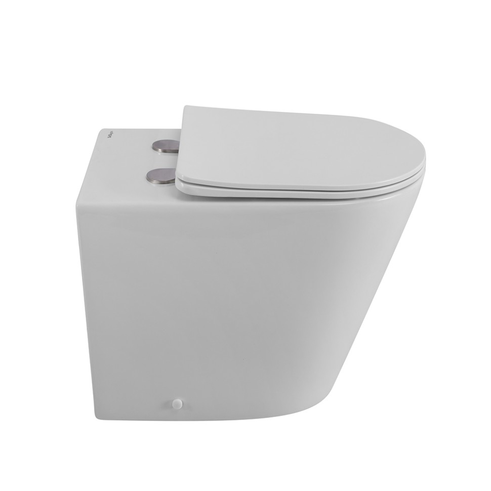 Унитаз приставной безободковый с сиденьем BelBagno FLAY-R BB1003CBR/SC