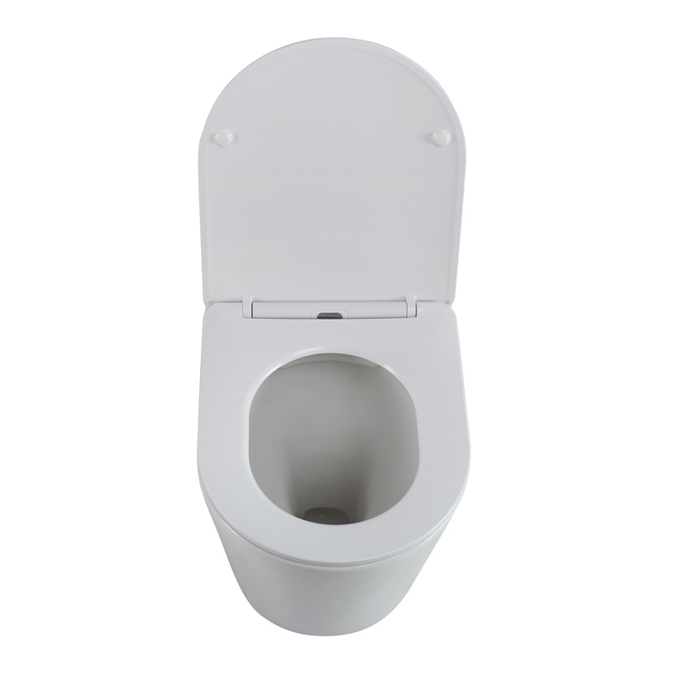 Унитаз приставной безободковый с сиденьем BelBagno FLAY-R BB1003CBR/SC