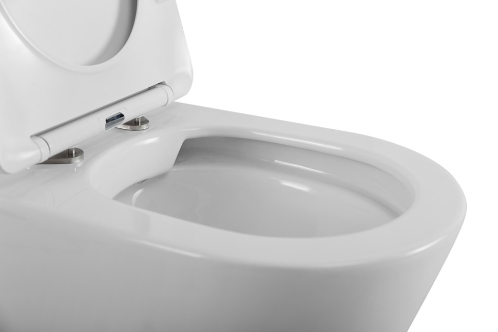 Унитаз приставной безободковый с сиденьем BelBagno FLAY-R BB1003CBR/SC