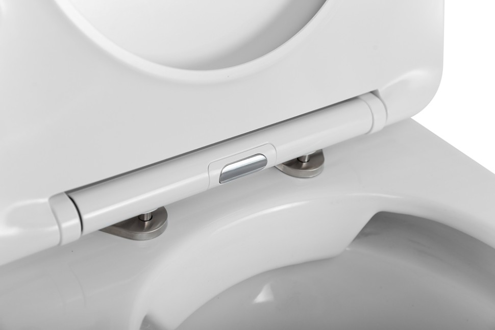 Унитаз приставной безободковый с сиденьем BelBagno FLAY-R BB1003CBR/SC