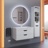 Зеркало для ванной с подсветкой Uperwood Modul 80*80, бесконтактный сенсор, антизапотевание, круглое, холодная подсветка