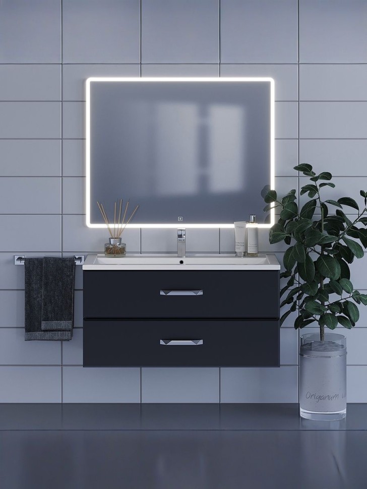 Зеркало для ванной с подсветкой Uperwood Foster 100х80 см, прямоугольное, сенсор/антизапотевание