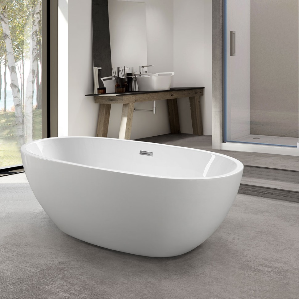 Ванна акриловая Vincea VBT-509, 1650*750*590, цвет белый, слив-перелив в комплекте