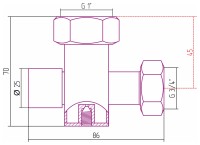 Вентиль запорный с клапаном скрытый (G 1&quot; НГ х G 3/4&quot; НГ)