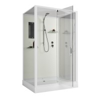 Душевая кабина Niagara Standart ST100/80/15Q/BK (100х80х200) прямоугольник,поддон 15см,распашная,проф.белый,без крыши,3 места