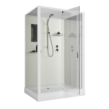 Душевая кабина Niagara Standart ST100/80/15Q/BK (100х80х200) прямоугольник,поддон 15см,распашная,проф.белый,без крыши,3 места