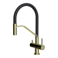 Смеситель для кухни Omoikiri Akeno LG-BL латунь/светлое золото/черный