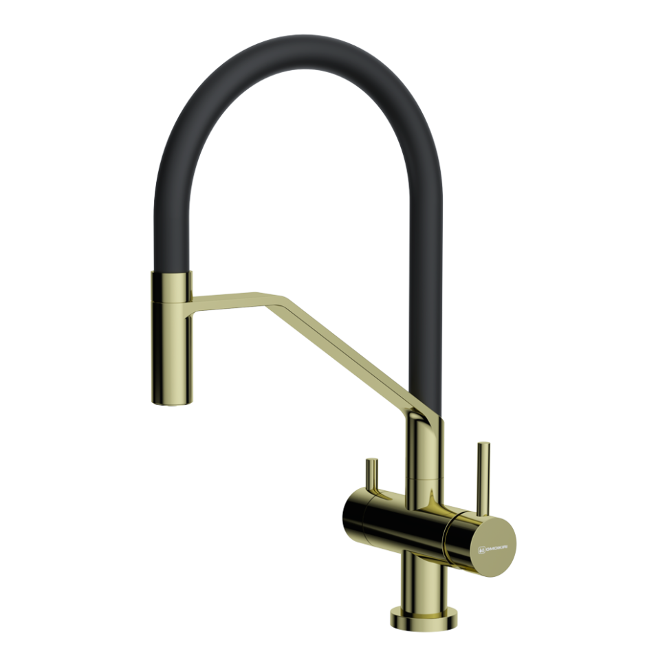 Смеситель для кухни Omoikiri Akeno LG-BL латунь/светлое золото/черный