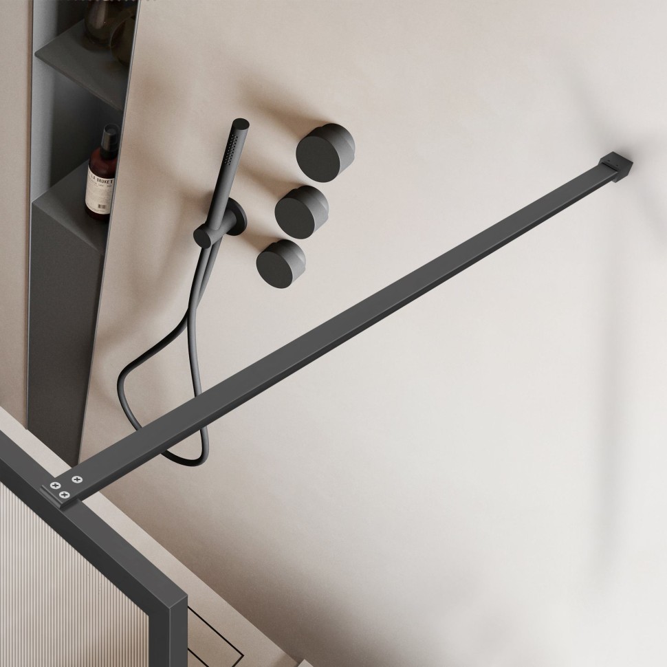 Душевая перегородка Walk-In VSW-1HP110FLGM, 1100*2000, вороненая сталь, стекло рифленое