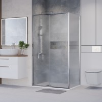 Душевое ограждение Niagara Nova NG-65-14CH-CH100-34 (140х100х195) прямоугольник,хром,дверь раздвижная,стекло шиншилла,2 места