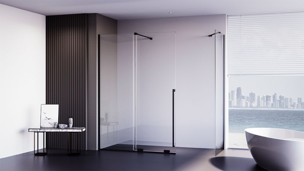 Душевой угол Premium Trento PTC-SP-50B, 1300х1000x2000, черный матовый, стекло прозрачное