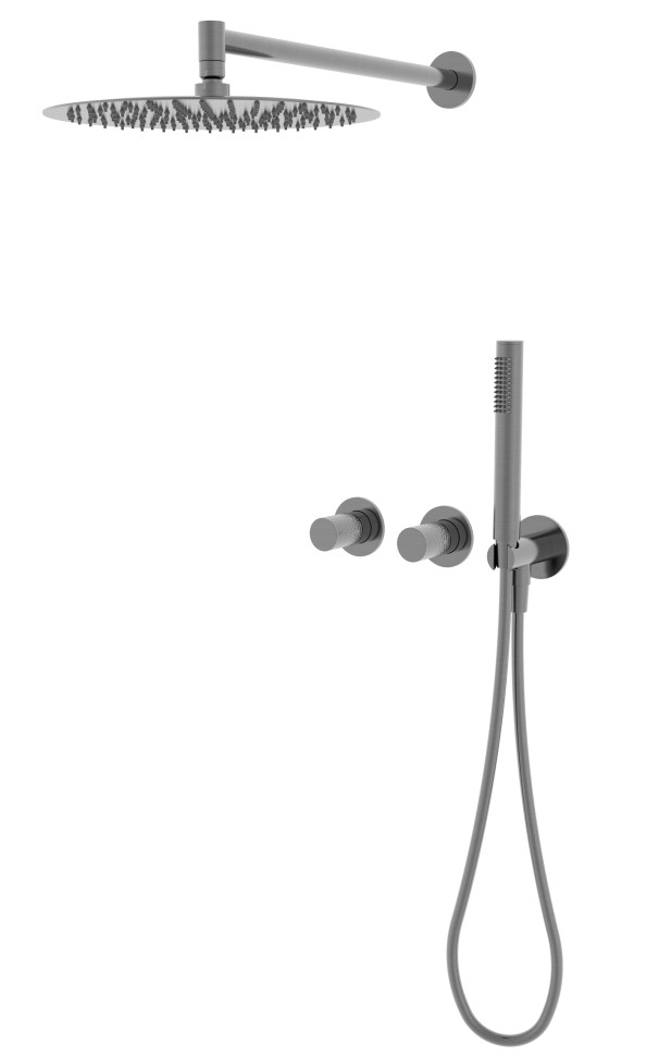 Душевой комплект Аура (Aura) VSFW-6AU1GM встраиваемый, 2 режима, 30см S304 верх душ, вороненая сталь