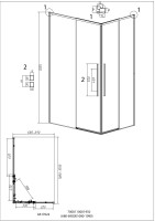 Душевое ограждение Grossman Galaxy 1/2.K33.01.70.21.02-1/2.K33.01.11L.21.02 (70х110х195) раздвижная,черный матовый,стекло шиншилла,2 места