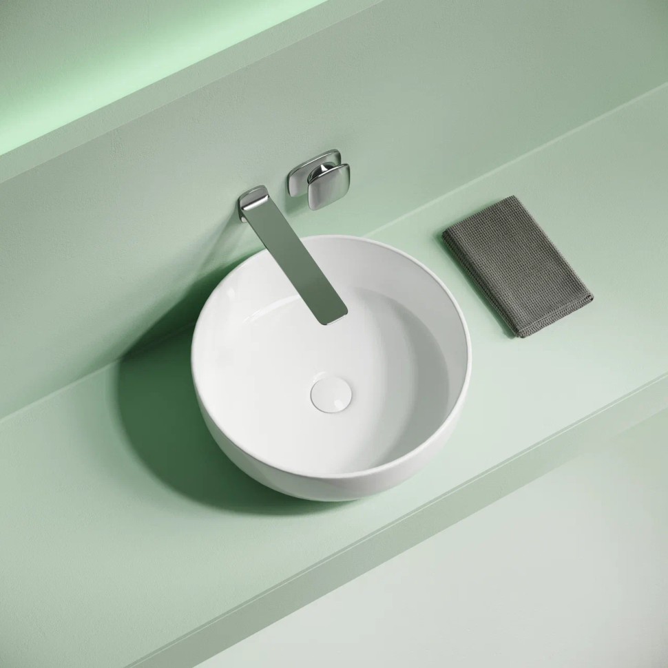 Раковина накладная Taycan, круглая, диаметр 375 мм, высота 140 мм, белая