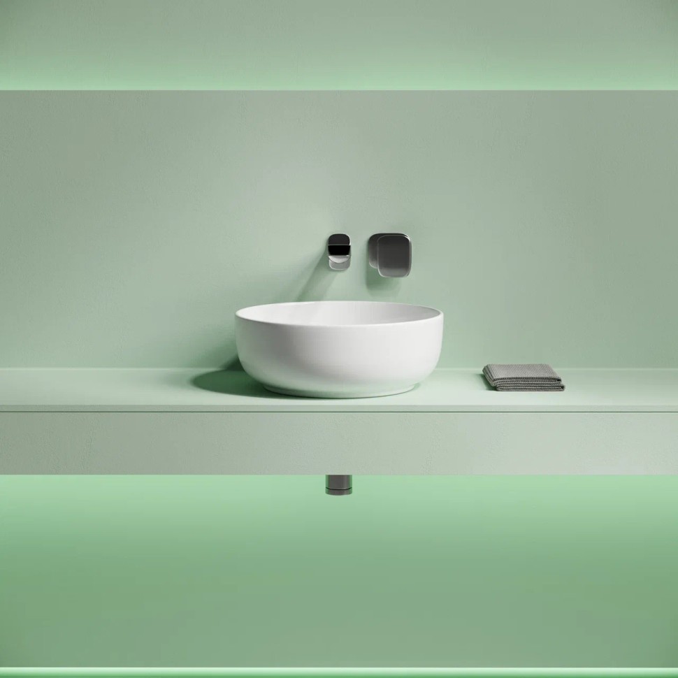 Раковина накладная Taycan, круглая, диаметр 375 мм, высота 140 мм, белая