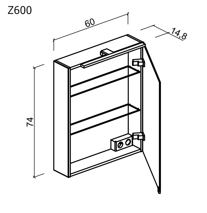 Зеркальный шкаф для ванной комнаты SANCOS Hilton 600x148х740 мм, с LED подсветкой, арт.Z600