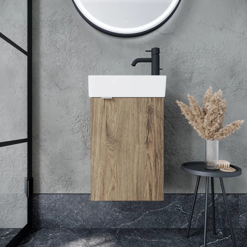 Тумба подвесная SANCOS Mini 355х205х500, с распашной дверцей, внутри 1 полка, дуб чарльстон , арт.MN35ECHR