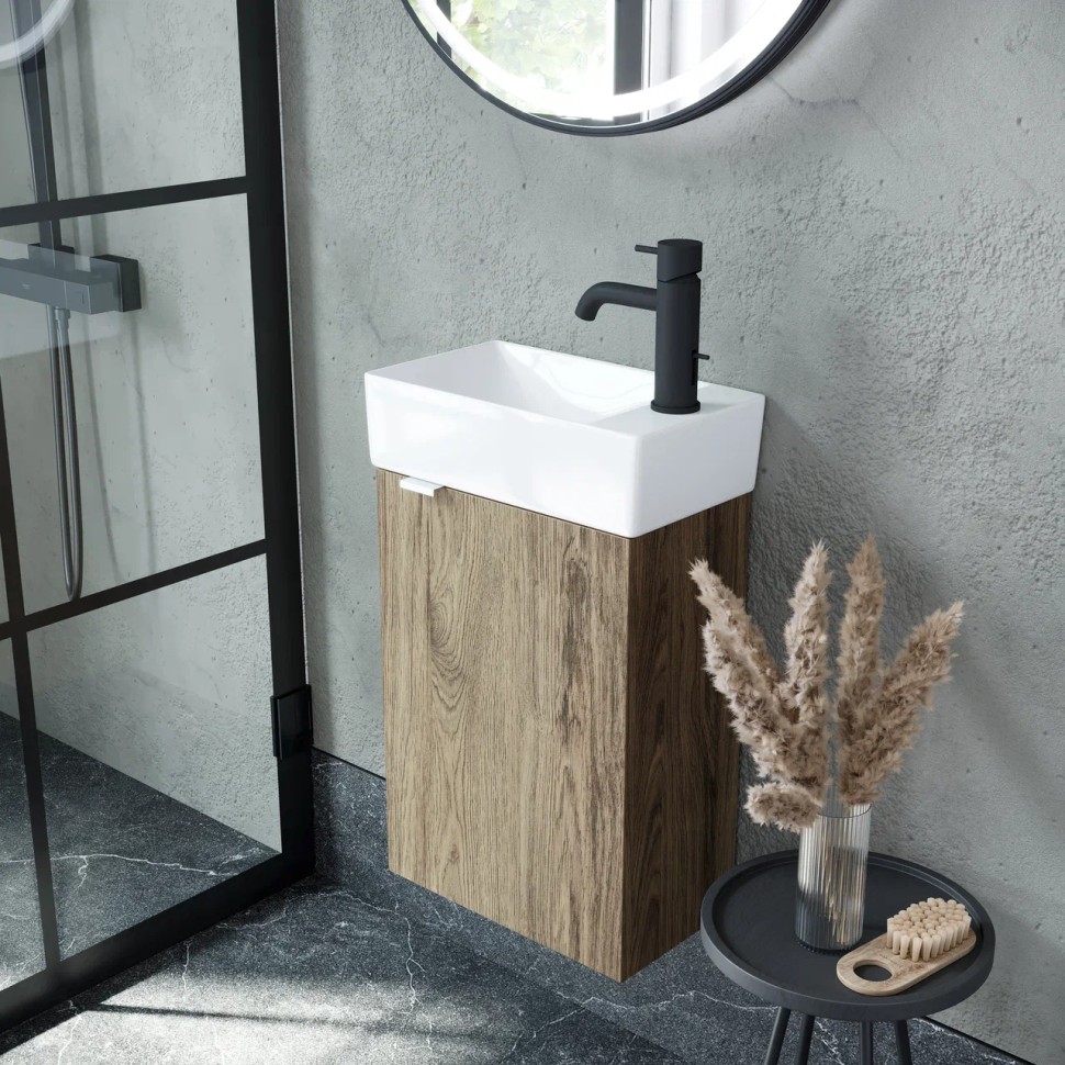 Тумба подвесная SANCOS Mini 355х205х500, с распашной дверцей, внутри 1 полка, дуб чарльстон , арт.MN35ECHR