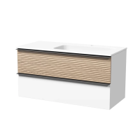 Тумба подвесная SANCOS Delta 995х445х500, c двумя ящиками оснащенными доводчиками, правая, дуб светлый/белый , арт. DL100RW