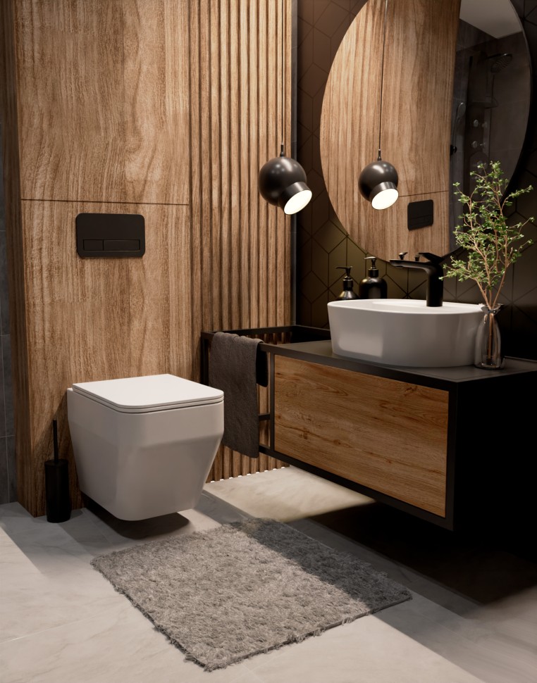 AQM2009 Унитаз подвесной с сиденьем SoftClose, технология смыва Rimless, скрытый крепеж. 525х360х370