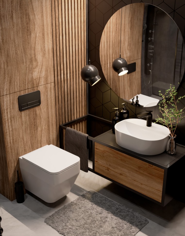 AQM2009 Унитаз подвесной с сиденьем SoftClose, технология смыва Rimless, скрытый крепеж. 525х360х370