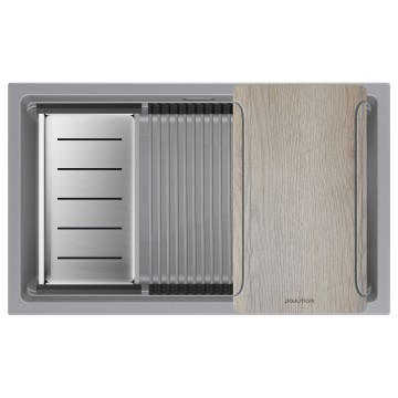 Мойка LUMI-MULTI SINK 74 UNI, IT-GRANIT, LU-MULTI 74-GRM, серый металлик, 740х450, Paulmark