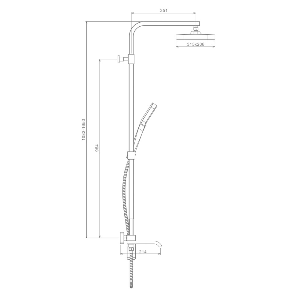 Душевая система Raglo для ванны и душа, графит
