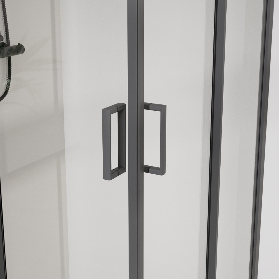 Душевой уголок City VSS-5CT8010CLGM, 1000*800, вороненая сталь, стекло прозрачное