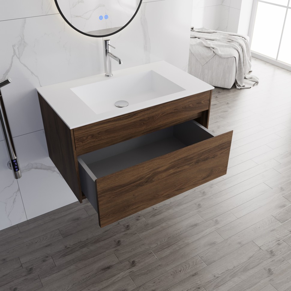 База под раковину Vincea  Chiara 800 подвесная, 1 выкатной ящик soft-close, C.Oak