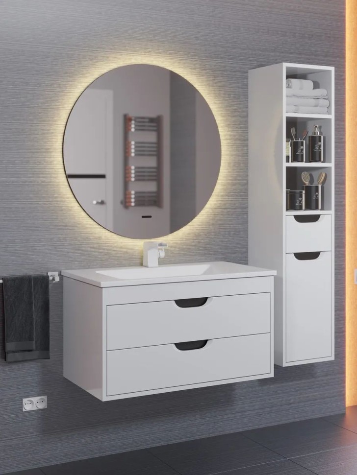 Зеркало для ванной с подсветкой Uperwood Modul 65*65, бесконтактный сенсор, антизапотевание, круглое, теплая подсветка