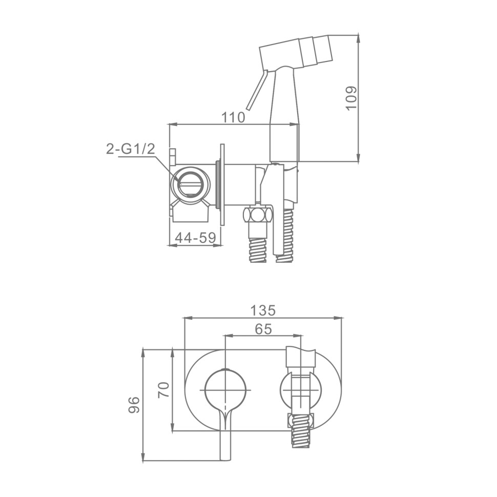 Смеситель Raglo встраиваемый с гигиеническим душем R20.52 Хром