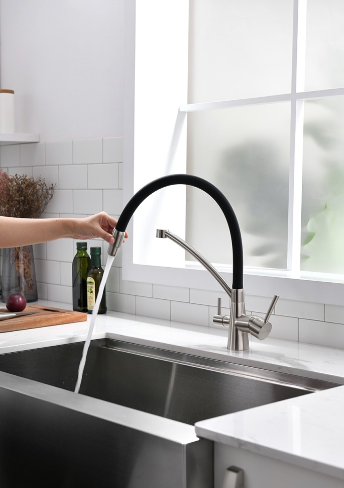 Смеситель для кухни SIEGEN, никель, Si213111-NI(BS), Paulmark