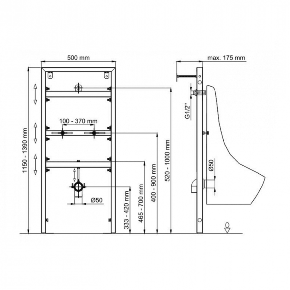 NOVUM рама BERGES для скрытого монтажа писсуара