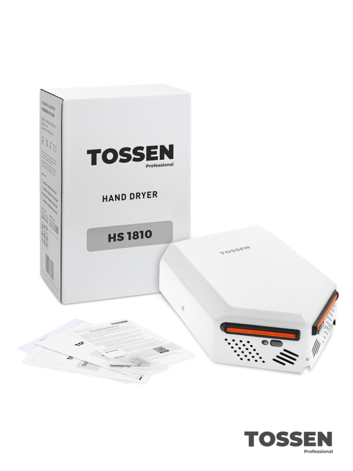 TOSSEN HS 1810 MW - высокоскоростная сушилка для рук (коллекция «Белая сталь»)
