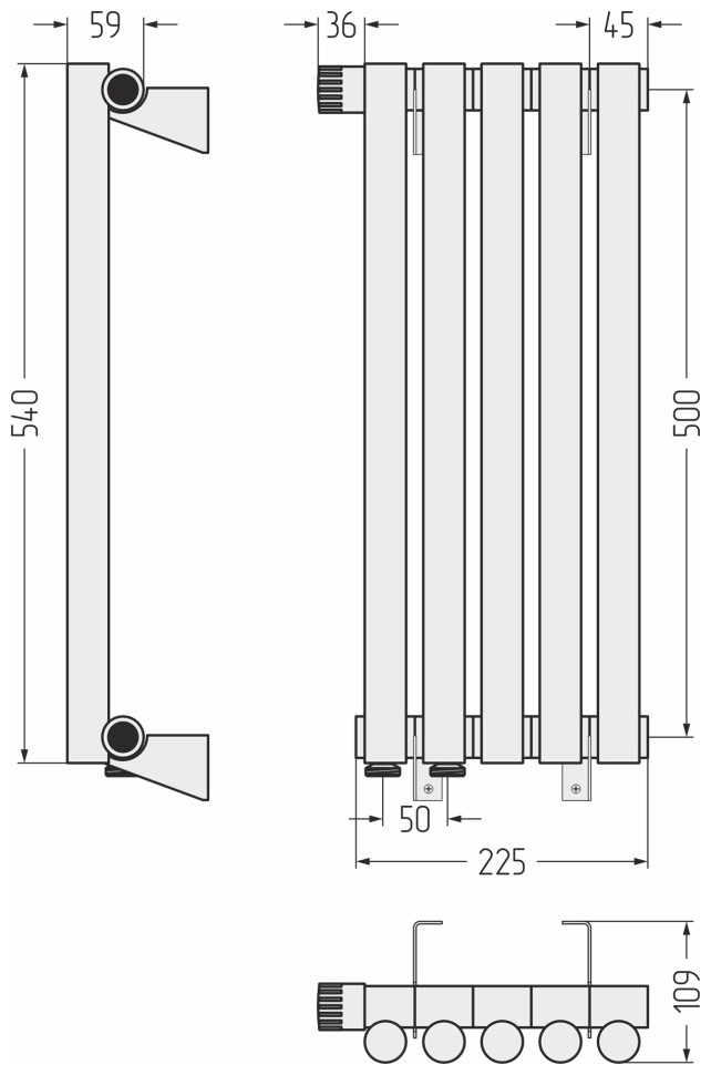 Эстет-1 EU50 левый 500х225 5 секций