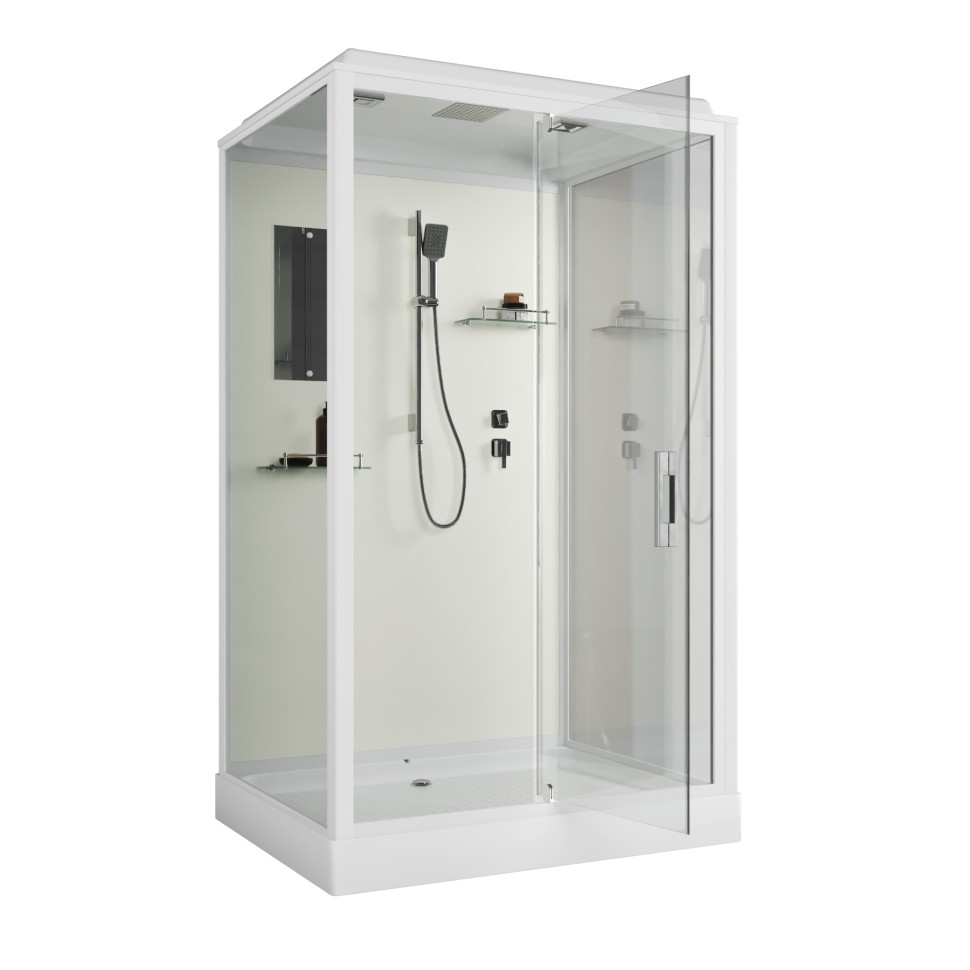 Душевая кабина Niagara Standart ST120/90/15Q (120х90х215) прямоугольник,поддон 15см,распашная,проф.белый,3 места